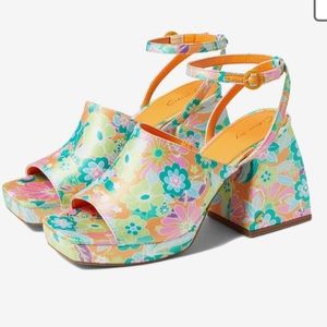 Orange Tropical Flower Sam Edelman Chunky Heel